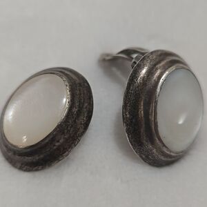Mexico Handcrafted Sterling Silver and White Moonstone Earrings